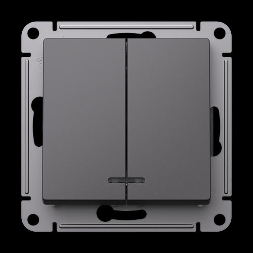 ATLASDESIGN 2-клавишный ВЫКЛЮЧАТЕЛЬ с подсветкой, сх.5а, 10АХ, механизм, БАЗАЛЬТ фото 1