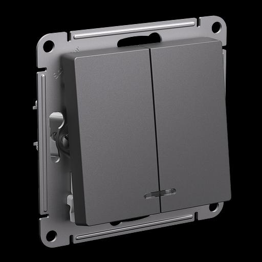 ATLASDESIGN 2-клавишный ВЫКЛЮЧАТЕЛЬ с подсветкой, сх.5а, 10АХ, механизм, БАЗАЛЬТ фото 2