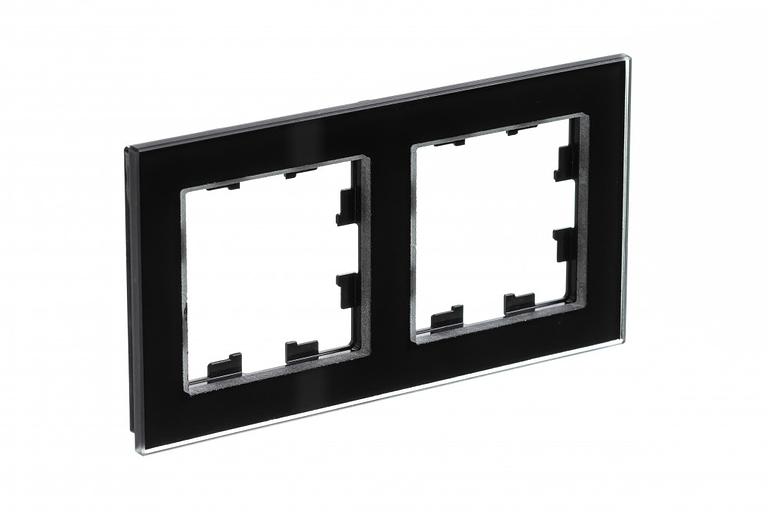 Рамка двухпостовая ATLASDESIGN NATURE, СТЕКЛО ЧЕРНЫЙ фото 1