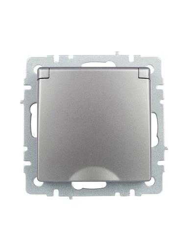 BRITE Розетка с заземлением с защитными шторками и крышкой 16А IP20 РСбш10-3-БрС сталь фото 5