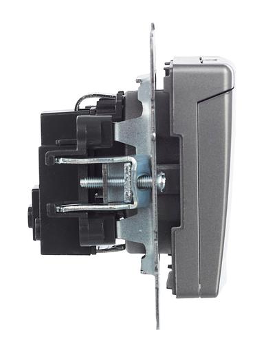 BRITE Розетка с заземлением с защитными шторками и крышкой 16А IP20 РСбш10-3-БрС сталь фото 6