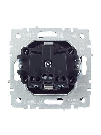 BRITE Розетка с заземлением с защитными шторками и крышкой 16А IP20 РСбш10-3-БрС сталь фото 7