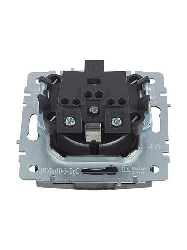 BRITE Розетка с заземлением с защитными шторками и крышкой 16А IP20 РСбш10-3-БрС сталь фото 8
