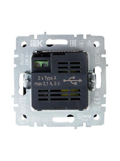 BRITE Розетка USB A+A 3.1А РЮ10-1-БрЧ черный фото 4