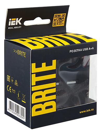 BRITE Розетка USB A+A 3.1А РЮ10-1-БрЧ черный фото 7
