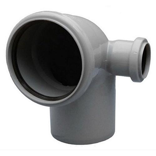Отвод комбинированный канализационный с дополнительным входом справа 110х90/50 Ростурпласт фото 1