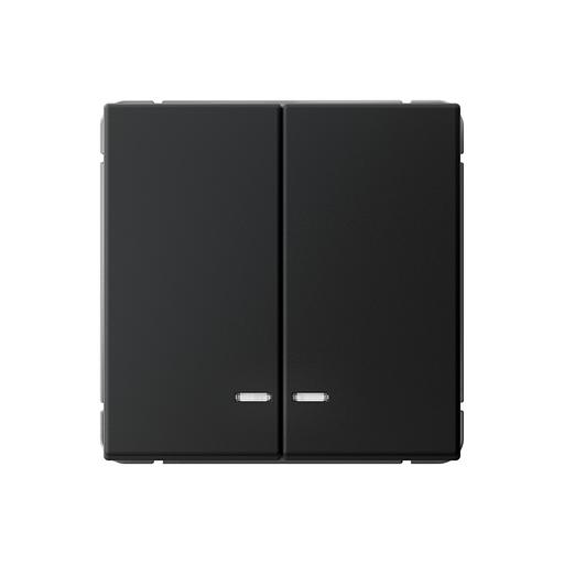 ARTGALLERY 2-клавишный выключатель с подсветкой, сх.5а, 10АХ, механизм, карбон фото 1