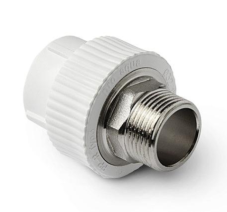 Муфта комбинированная 32x1' НР под ключ полипропиленовая PPR белый фото 1