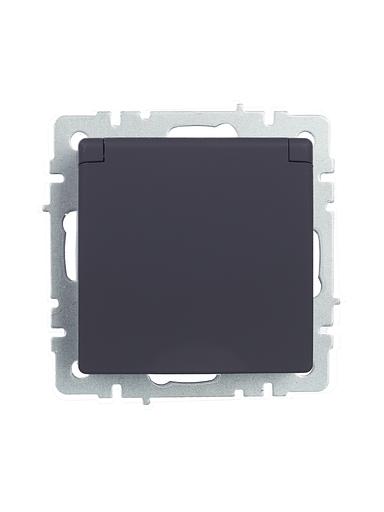 BRITE Розетка одинарная с заземлением с защитными шторками и крышкой 16А IP44 РСбш10-3-44-БрГ графит фото 5