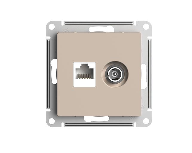 ATLASDESIGN РОЗЕТКА двойная ТВ + компьютерная RJ45, кат. 5Е, ПЕСОЧНЫЙ фото 1