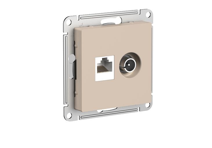 ATLASDESIGN РОЗЕТКА двойная ТВ + компьютерная RJ45, кат. 5Е, ПЕСОЧНЫЙ фото 2