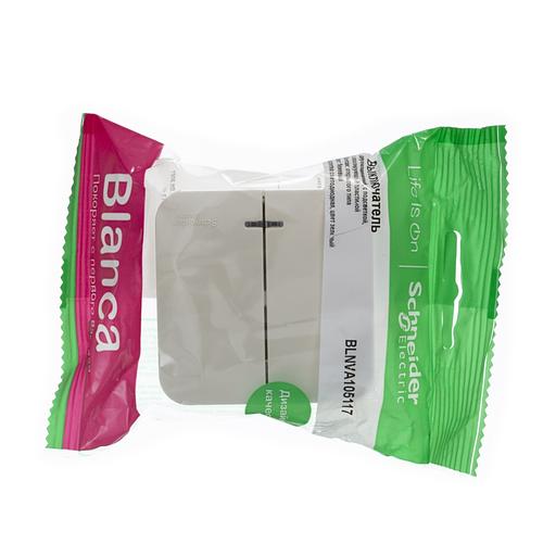 Выключатель BLANCA открытой установки двухклавишный (cх.5) с изолирующей пластиной и подсветкой, 10А, 250B, бежевый фото 2