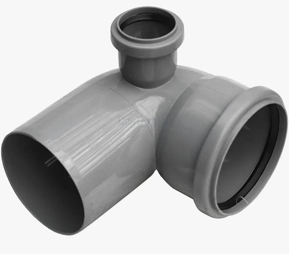 Отвод комбинированный канализационный с дополнительным входом слева 110х90/50 Ростурпласт фото 2