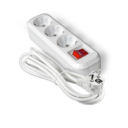 Удлинитель S-303А ПВС 3*1,5,3 гнезда, с заземлением, с выключателем, 5м (еврослот) фото 1