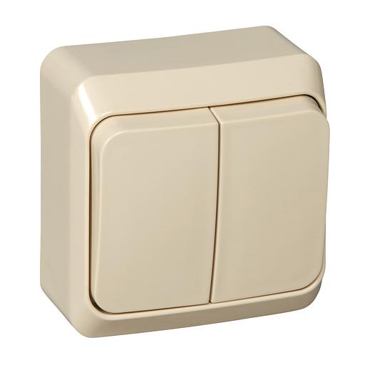 ЭТЮД Выключатель двухклавишный наружный с подсветкой бежевый сх.5 фото 1