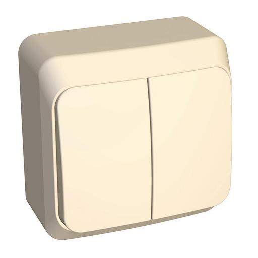 ЭТЮД Выключатель двухклавишный наружный с подсветкой бежевый сх.5 фото 3