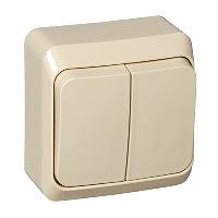 ЭТЮД Выключатель двухклавишный наружный с подсветкой бежевый сх.5 фото 5
