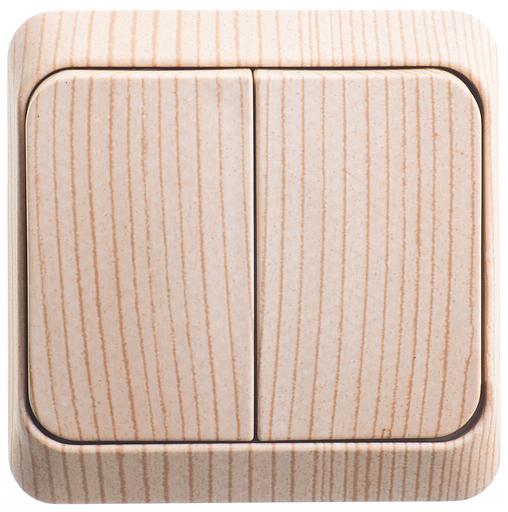 ЭТЮД Выключатель двухклавишный наружный сосна сх.5 фото 1