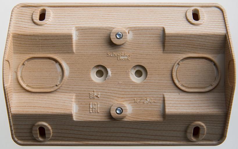 ЭТЮД Розетка угловая двойная открытой установки с заземлением со шт. 16А 250B, сосна фото 2