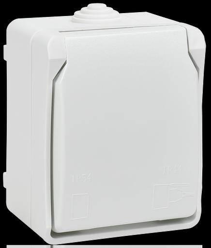 FORS Розетка 1-местная с заземлением для открытой установки 16А IP54 РСб20-3-ФБ белый ФОРС фото 1