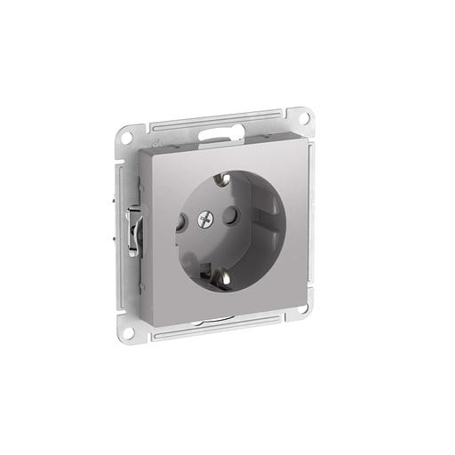 ATLASDESIGN РОЗЕТКА с заземлением со шторками, 16А, быстрозажимные клеммы, АЛЮМИНИЙ фото 1