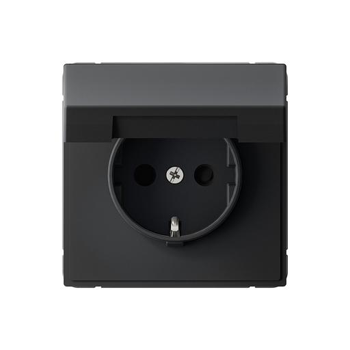 ARTGALLERY розетка с заземл. со шторк. с крышкой, 16А, IP20, механизм, карбон фото 1