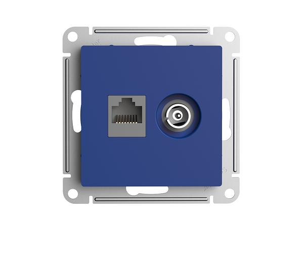 ATLASDESIGN РОЗЕТКА двойная ТВ + компьютерная RJ45, кат. 5Е, АКВАМАРИН фото 1