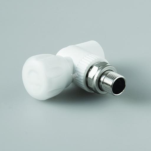 Кран шаровой 25x3/4' угловой для радиатора полипропиленовый PPR белый фото 1