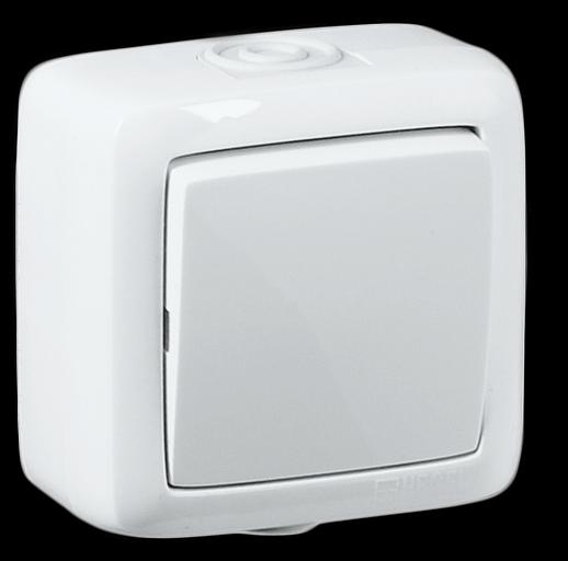Выключатель одноклавишный наружный белый IP44 10А фото 1