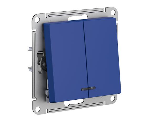 ATLASDESIGN выключатель двухклавишный с подсветкой, сх.5а, 10АХ, механизм, АКВАМАРИН фото 2