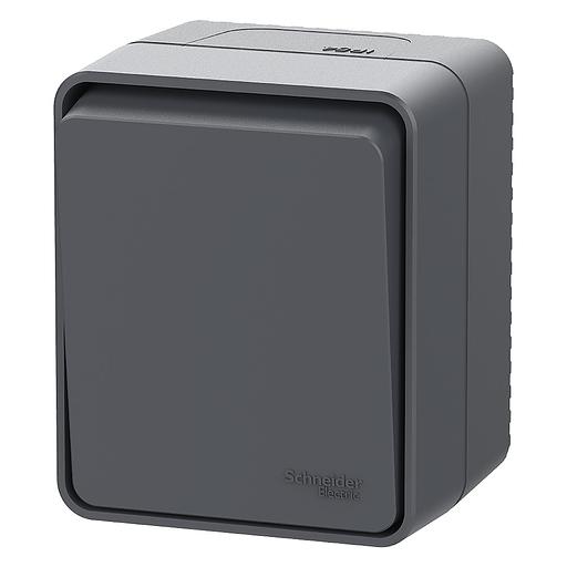 AtlasDesign PROFI IP54 О/У 1-клавишный кнопочный ВЫКЛЮЧАТЕЛЬ 10 АХ, АНТРАЦИТ фото 1