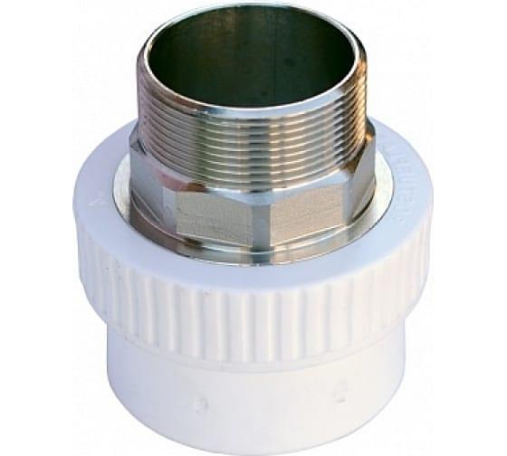 Муфта комбинированная 50x1 1/2' НР под ключ полипропиленовая PPR белая фото 1