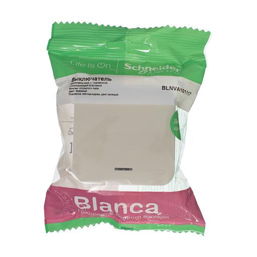 Выключатель BLANCA открытой установки одноклавишный (cх.1) с изолирующей пластиной и подсветкой, 10А, 250B, бежевый фото 2