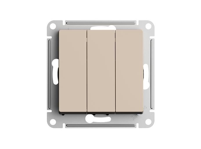 ATLASDESIGN выключатель трехклавишный, сх.1+1+1, 10АХ, механизм, ПЕСОЧНЫЙ фото 1