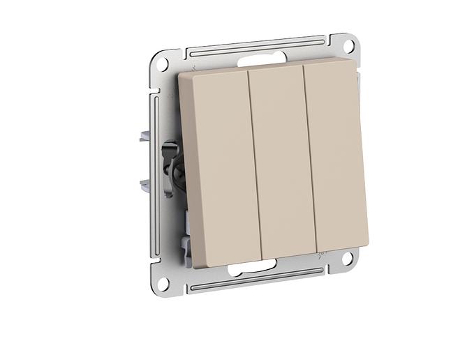 ATLASDESIGN выключатель трехклавишный, сх.1+1+1, 10АХ, механизм, ПЕСОЧНЫЙ фото 2