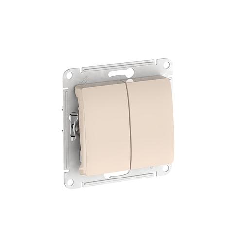 GLOSSA 2-клавишный ВЫКЛЮЧАТЕЛЬ, сх.5, 10АХ, быстрозажимные клеммы, БЕЖЕВЫЙ фото 1