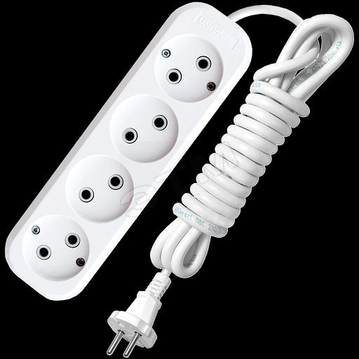 Удлинитель бытовой 4х3м без заземления 10А АВС-плас тик E-204 фото 1