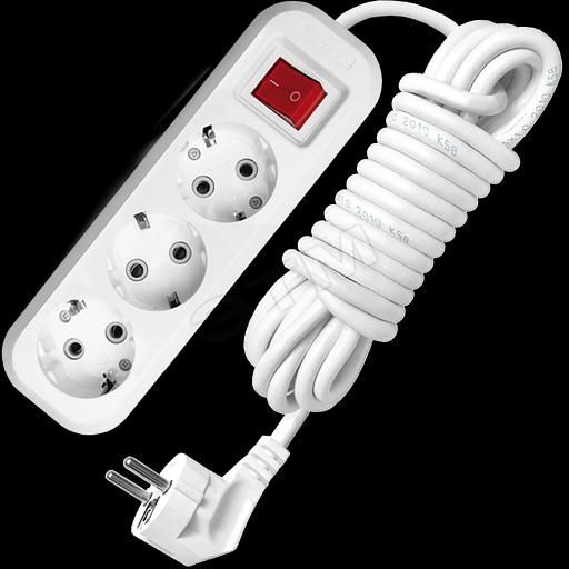 Удлинитель бытовой 3х5м с заземлением с выключателем 10А S-303 фото 1