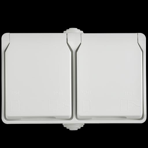 FORS Розетка 2-местная с заземлением для открытой установки 16А IP54 РСб22-3-ФБ белый ФОРС фото 2