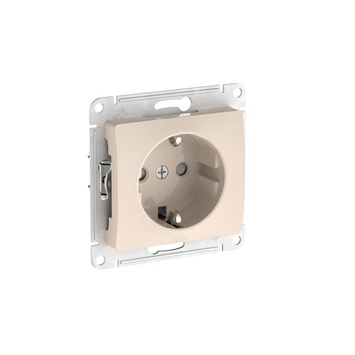 GLOSSA РОЗЕТКА с заземлением со шторками, 16А, быстрозажимные клеммы, БЕЖЕВЫЙ фото 1