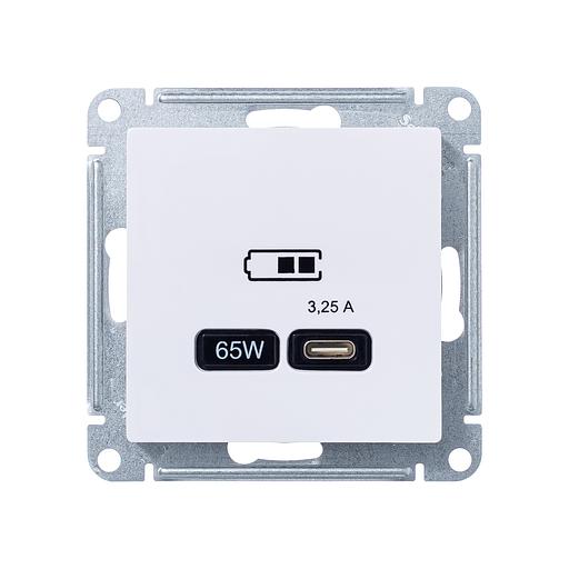 ATLASDESIGN USB РОЗЕТКА тип-C 65W высокоскор.заряд. QC, PD, механизм, БЕЛЫЙ фото 2