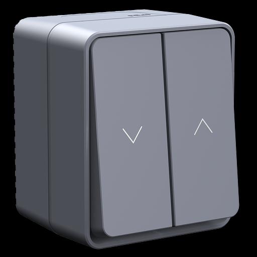 ATLASDESIGN PROFI IP54 2-клавишный ВЫКЛЮЧАТЕЛЬ ДЛЯ ЖАЛЮЗИ, 2хсх.4, АНТРАЦИТ фото 2