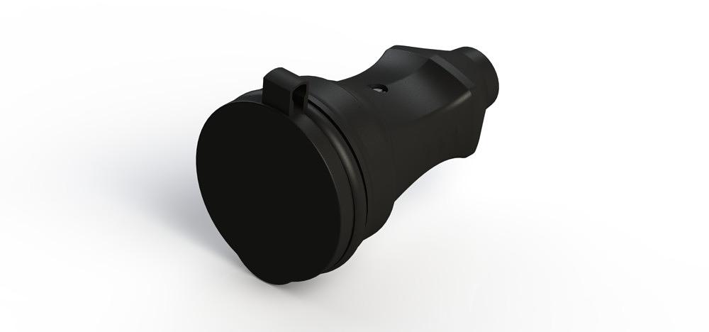 Розетка 2К+З кабельная каучуковая 16А/250В IP44 Чёрная MultiSet фото 1