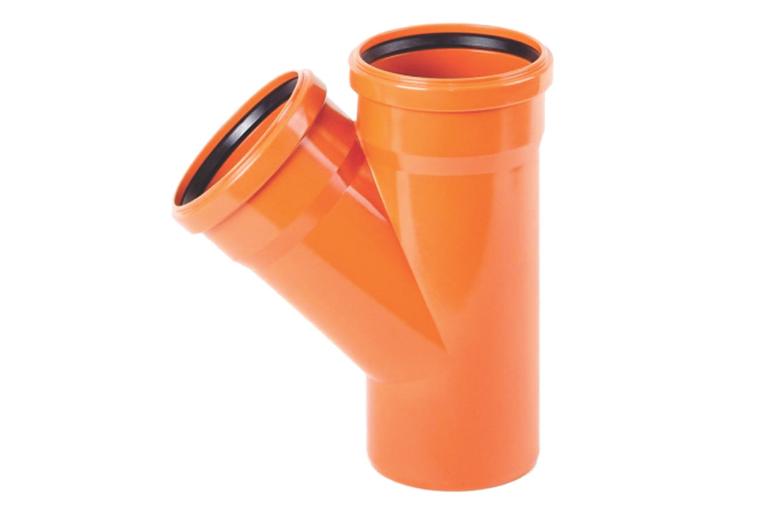 Тройник наружной канализации 110x110 мм. 45 градусов фото 1