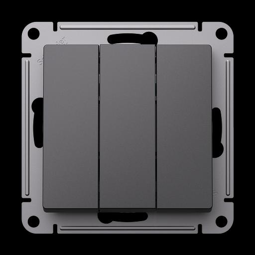 ATLASDESIGN 3-клавишный ВЫКЛЮЧАТЕЛЬ, сх.1+1+1, 10АХ, механизм, БАЗАЛЬТ фото 1