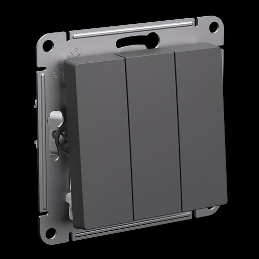 ATLASDESIGN 3-клавишный ВЫКЛЮЧАТЕЛЬ, сх.1+1+1, 10АХ, механизм, БАЗАЛЬТ фото 2