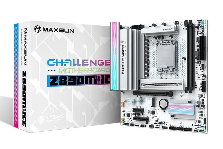 Материнская плата MAXSUN MS-Challenger Z890M WIFI ICE, LGA1851, Z890, 2*DDR5, 3*SATA3, 2*M.2, USB 3.2, USB 2.0, Type-C, 1*PCIEx16, 1*PCIex4, 1*PCIex1, HDMI+DP, mATX фото 1