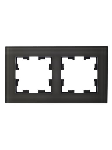 BRITE Рамка 2 поста РУ-2-2-БрД стекло дымчатый фото 2