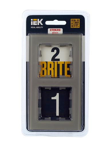 BRITE Рамка 2 поста РУ-2-2-БрД стекло дымчатый фото 5