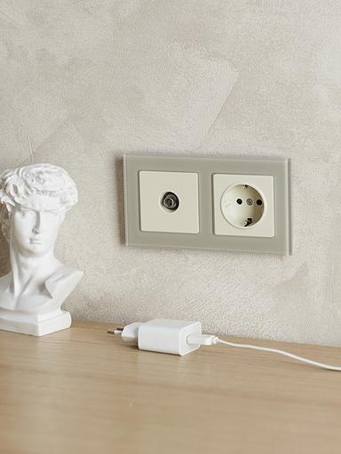 BRITE Рамка 2 поста РУ-2-2-БрД стекло дымчатый фото 6